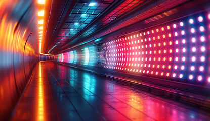 Fototapeta na wymiar Train route with lights. Created iwth Ai