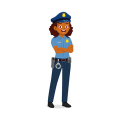police woman standing with arm folded