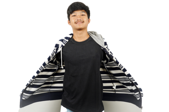 Portrait of a teenager wearing hoodie with any expression