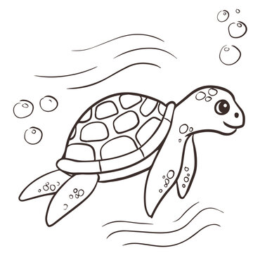 Turtle Swimming Cartoon