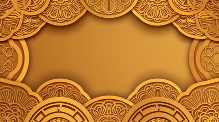 golden background Decorated with exquisite Chinese style patterns. It adds elegance and cultural richness to the design.