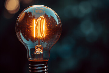 The light bulb is bright on dark background bokeh style background