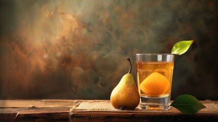 pear and a glass of fresh pear juice