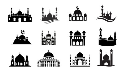 Islamic mosque icon, Religion, Islamic, Mosque, Prayer, Muslim mosque, islam icons set button, vector, sign, symbol, logo, illustration, editable stroke, flat design style isolated on white