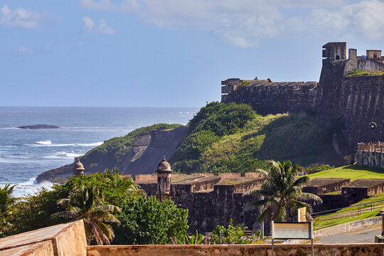 Historic castle in Old San Juan Puerto Rico built by the Spanish for the new world overlooking the ocean