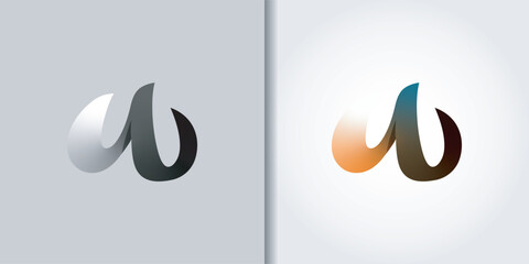 abstract letter w logo set