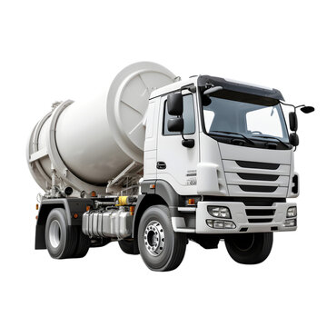 Truck with a concrete mixer on transparent background png file