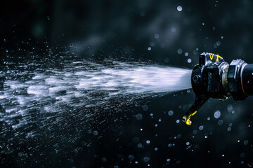Fire hose spraying water