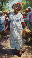 Obraz premium African American granny leading juneteenth celebration