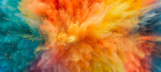 Abstract vibrant explosion of colors with paint splatter effect, ideal for creative backgrounds or vivid design elements