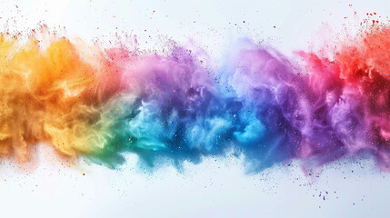 Colorful Powder Explosion in Gradient Rainbow Hues - obrazy, fototapety, plakaty