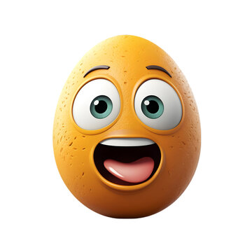 Easter egg with happy face on transparent background png file