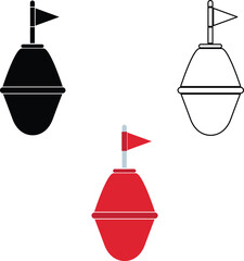 Port buoy icon. Red sea buoy with flag sign. Sea Buoy symbol. flat style. © theerakit
