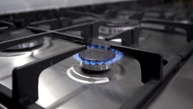 Encendido electr&oacute;nico de hornallas de estufa a gas natural con llama azul 