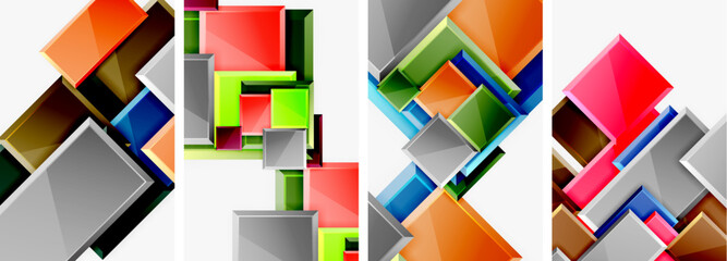 Color glass glossy square composition poster set for wallpaper, business card, cover, poster, banner, brochure, header, website