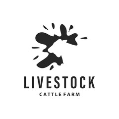 Cow Logo, Simple Cattle Farm Design, Livestock Silhouette, Vector Badge For Business Brand