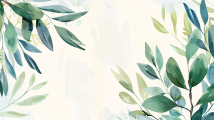 Elegant watercolor eucalyptus branches pattern on a light background, ideal for wedding invitations, greeting cards, and spring-themed designs - obrazy, fototapety, plakaty
