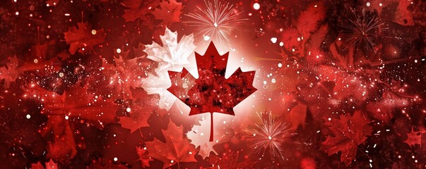 Canada Flag National Holiday Fireworks - obrazy, fototapety, plakaty