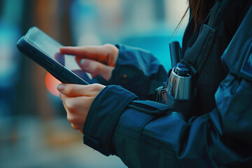 police use tablet bokeh style background