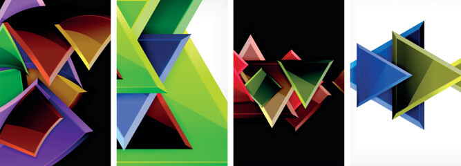 Triangle composition poster background set for wallpaper, business card, cover, poster, banner, brochure, header, website