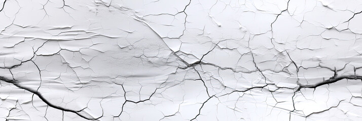 seamless pattern texture of a concrete wall with cracks and scratches on plaster surface on white background. Wide banner for decoration
