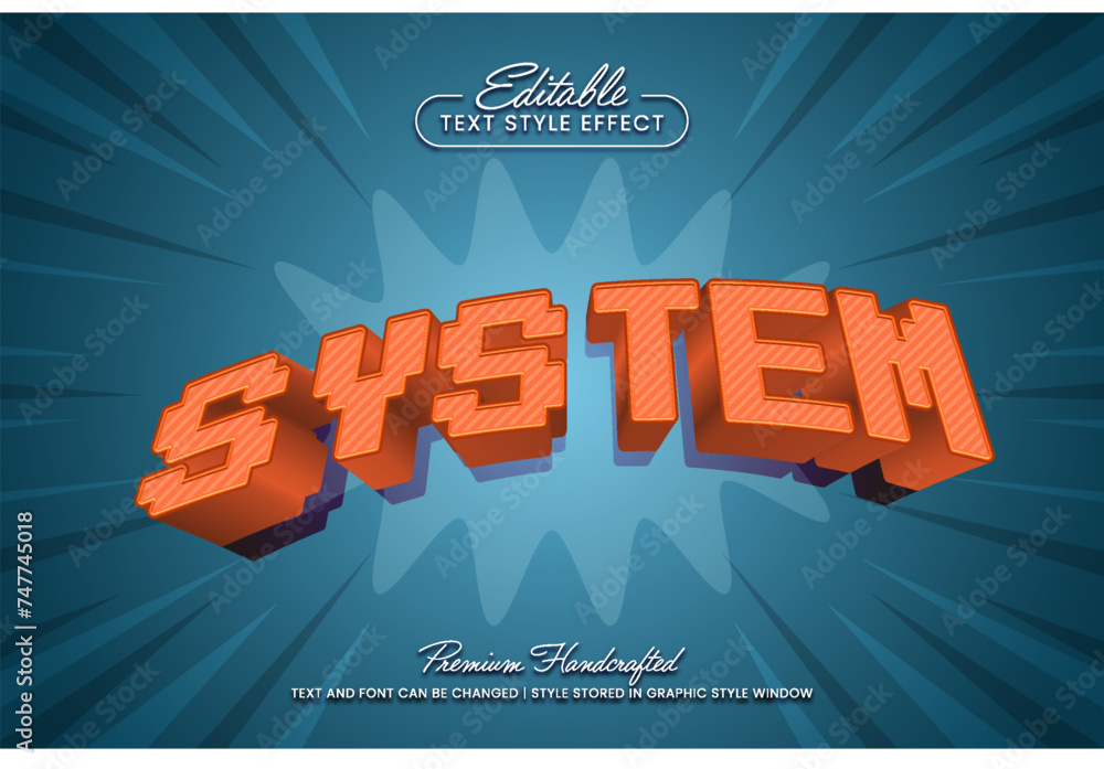 Poster Digital system editable vector text effect graphic style template