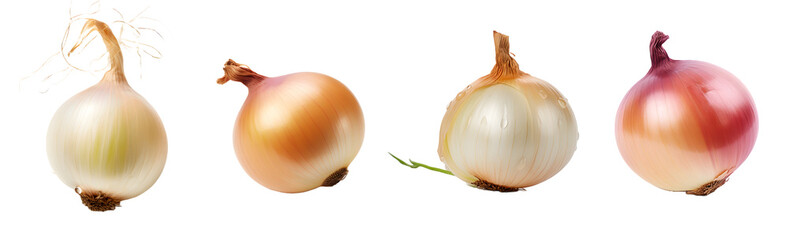 onion isolated on a transparent PNG background, white background , Generative Ai
