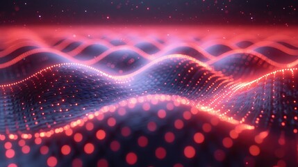 Abstract futuristic background with blurry glowing wave and neon lines