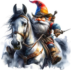 Obraz premium Gnome Warrior's Charge isolated on solid white background