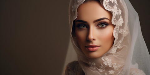 Bride portrait with a veil on her wedding day