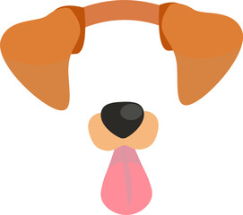 cute and funny face or mask of a dog, video chat application effect. Colorful vector illustration