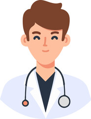 male doctor with stethoscope, flat vector illustration