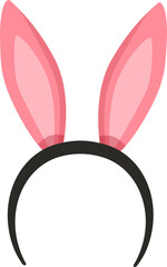 Vector funny cartoon easter rabbit or bunny ear band for costume design isolated on transparent background