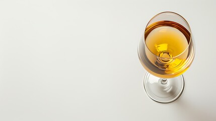 A glass of wine against a white background, with copy space.