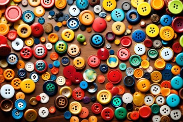 Copyspace image with multicolored sewing buttons - obrazy, fototapety, plakaty