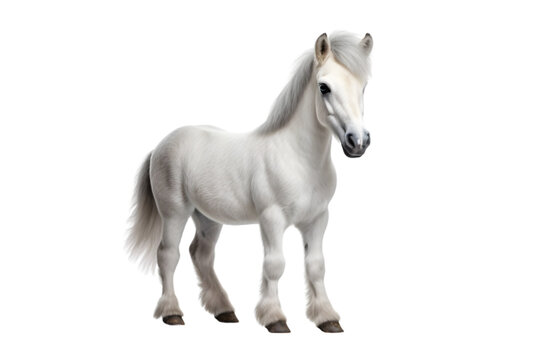 Portrait of a white horse on transparent background