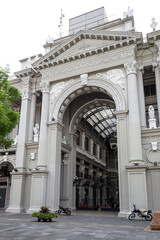 View of Guayaquil's Municipal Palace, a historically significant building in the city center. It features unique architecture and serves as the home for municipal offices, including the City Hall.