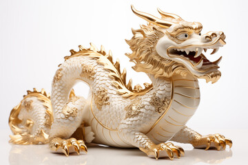 Dragon statue isolated on white background.