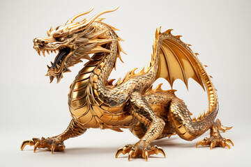Dragon statue isolated on white background.