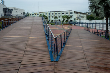 Fototapeta premium Cityscape from Malecón 2000, the boardwalk overlooking the Guayas River in Guayaquil, Ecuador's largest city and economic capital.