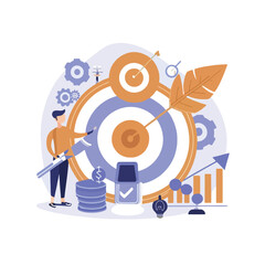 Obraz premium 2d vector illustration colorful business , Achieving the goal among many goals with the best proposal and the best results 