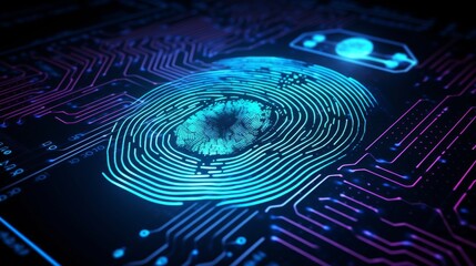 Technology background, biometric authentication, fingerprint scanning Generative AI