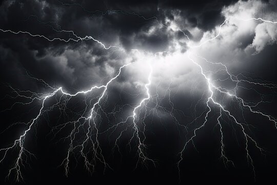 Lighting Effect Thunderstorm On White Background
