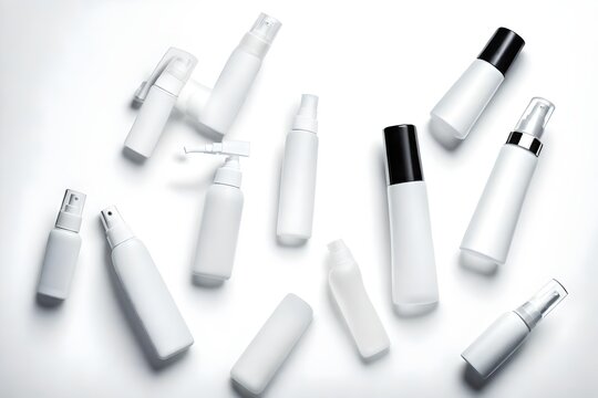 White cosmetical sprays in copyspace composition