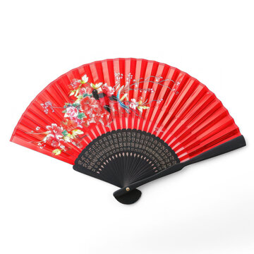 Chinese traditional red fan on transparency background PNG
