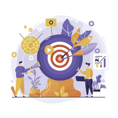 Fototapeta premium 2d vector illustration colorful business , Achieving the goal among many goals with the best proposal and the best results 