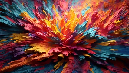 Papier Peint photo Mélange de couleurs A burst of vibrant colors, like a kaleidoscope of dust particles, creating a stunning and dynamic visual experience