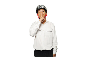 Portrait of a boy wearing white shirt for bike to work