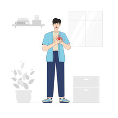 Chest Pain Korean Style Illustration