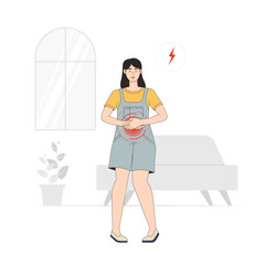 Abdominal Pain Korean Style Illustration
